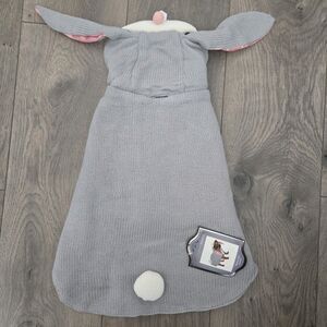 Moonlight Manor Bunny Dog Costume Knit Hooded Sweater Grey Easter Medium Large